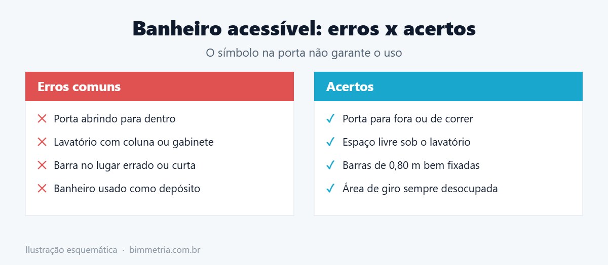Erros comuns em banheiro acessível