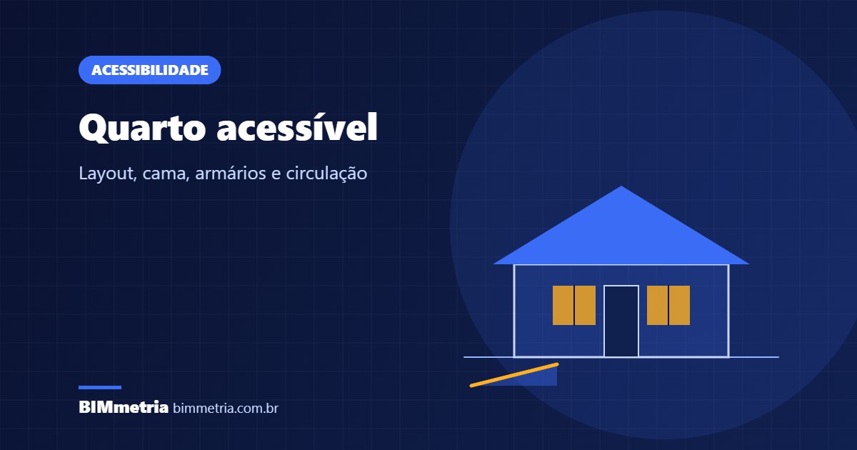 Quarto acessível: layout, cama, armários e circulação