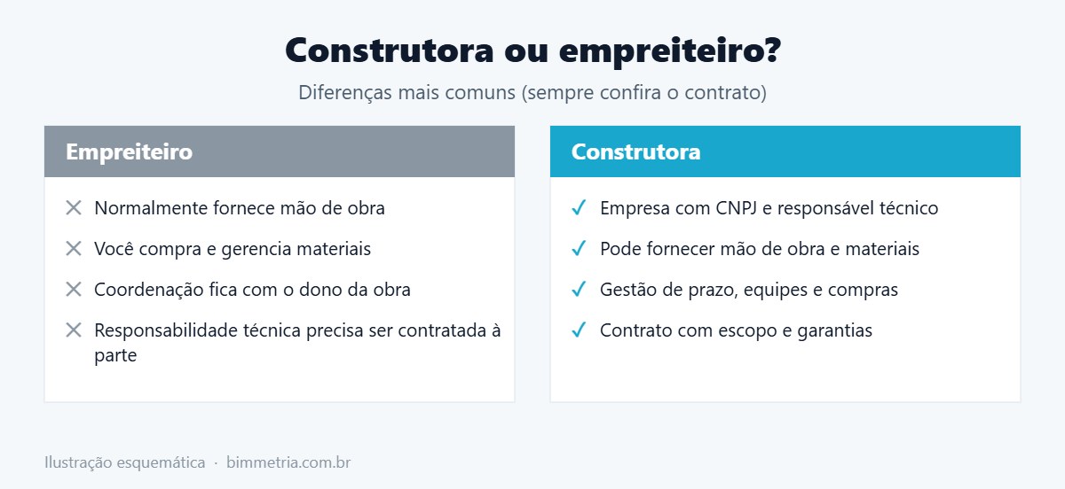 Construtora ou empreiteiro: comparação de responsabilidades