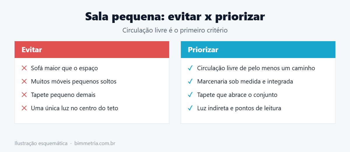 Erros e acertos na decoração de sala pequena