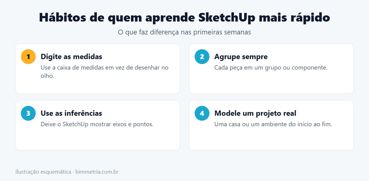 Hábitos que ajudam a aprender SketchUp