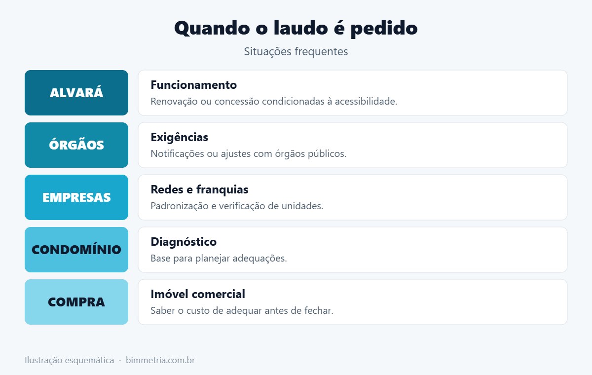 Situações em que o laudo de acessibilidade é pedido