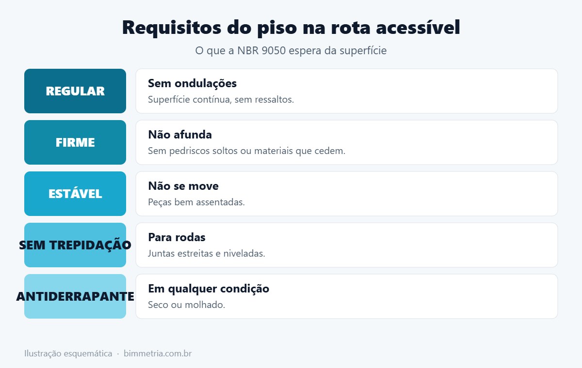 Requisitos do piso antiderrapante em rotas acessíveis