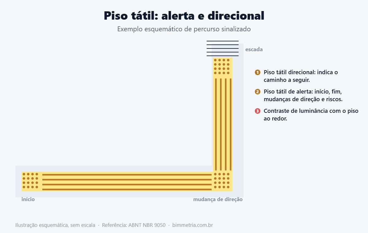 Piso tátil de alerta e direcional em planta