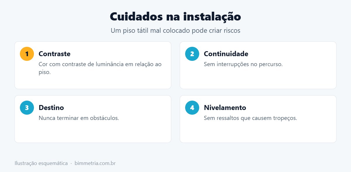 Cuidados na instalação do piso tátil