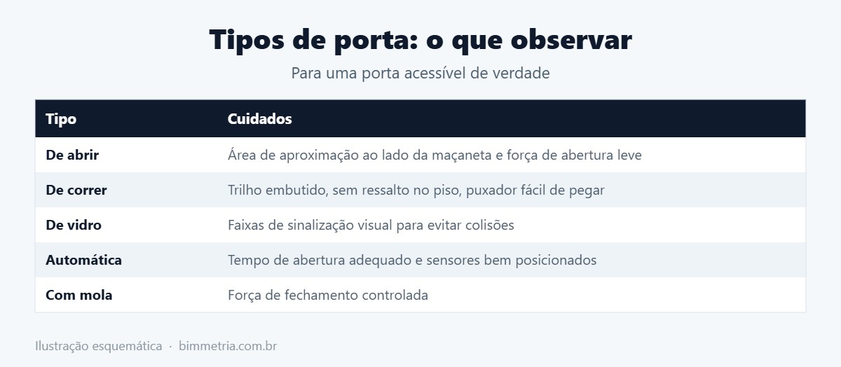Tipos de porta e cuidados para torná-las acessíveis