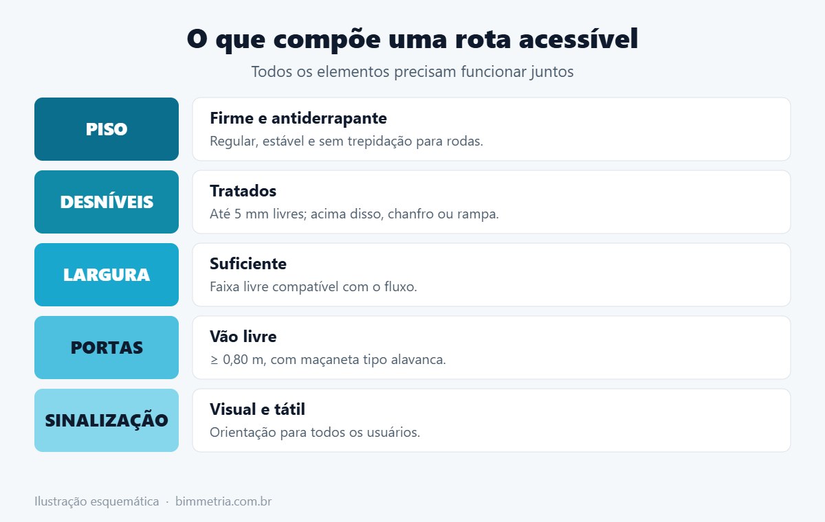 Elementos que compõem uma rota acessível