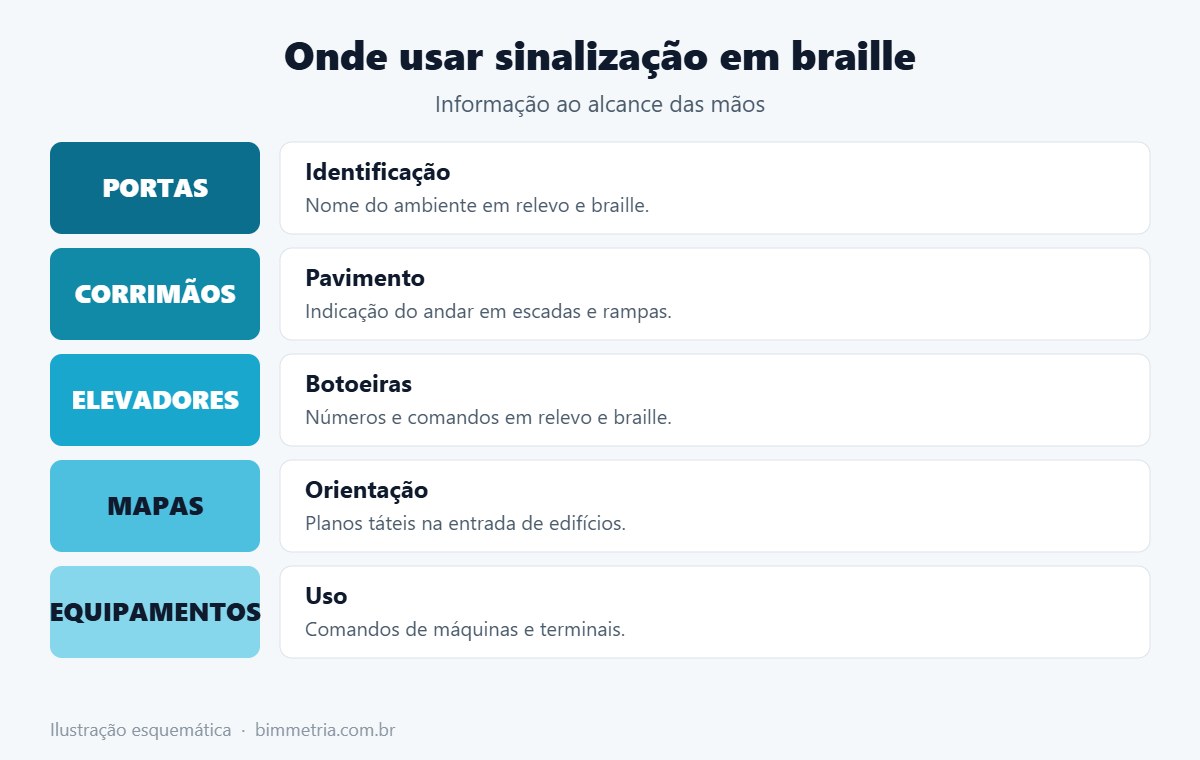 Onde usar sinalização em braille