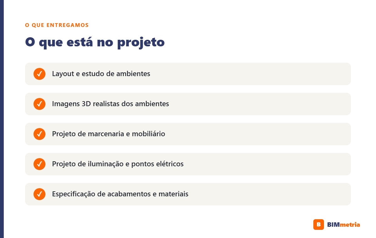 O que inclui um projeto de interiores em Mogi das Cruzes
